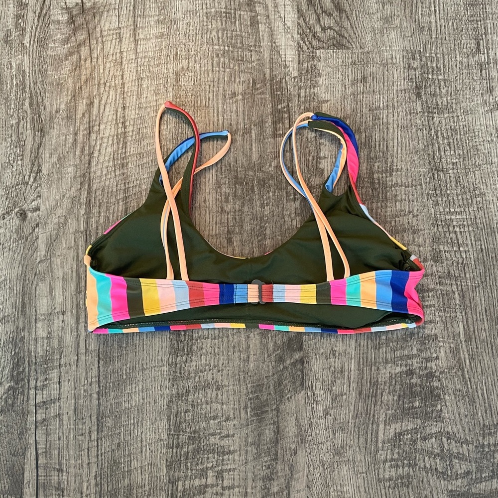 No Boundaries Salsa Stripe Bralette Bikini Top - Picture 5 of 7